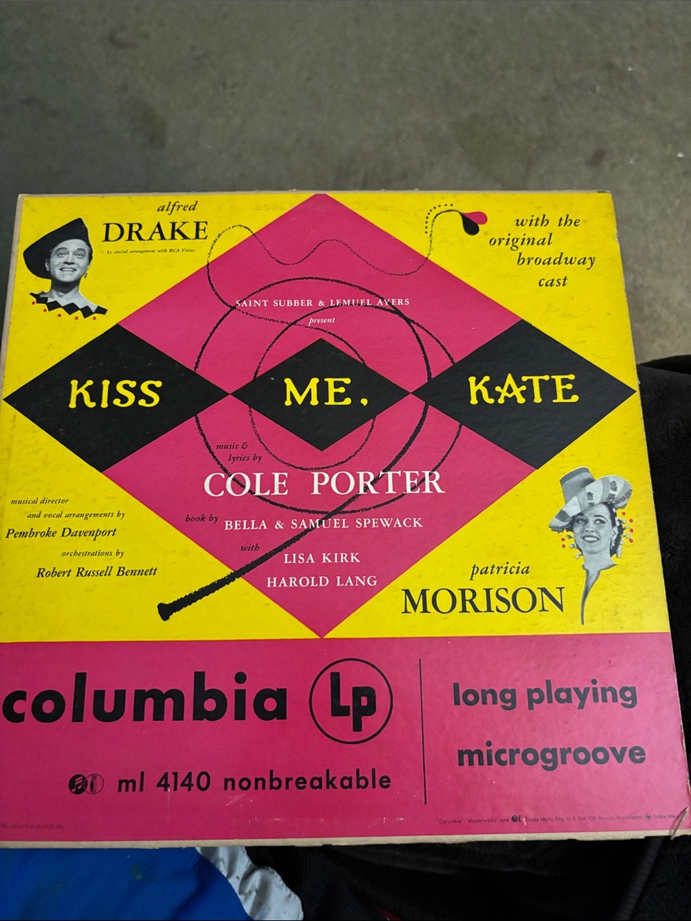 Columbia Yellow and Pink 'Kiss Me Kate' Vinyl LP Cover